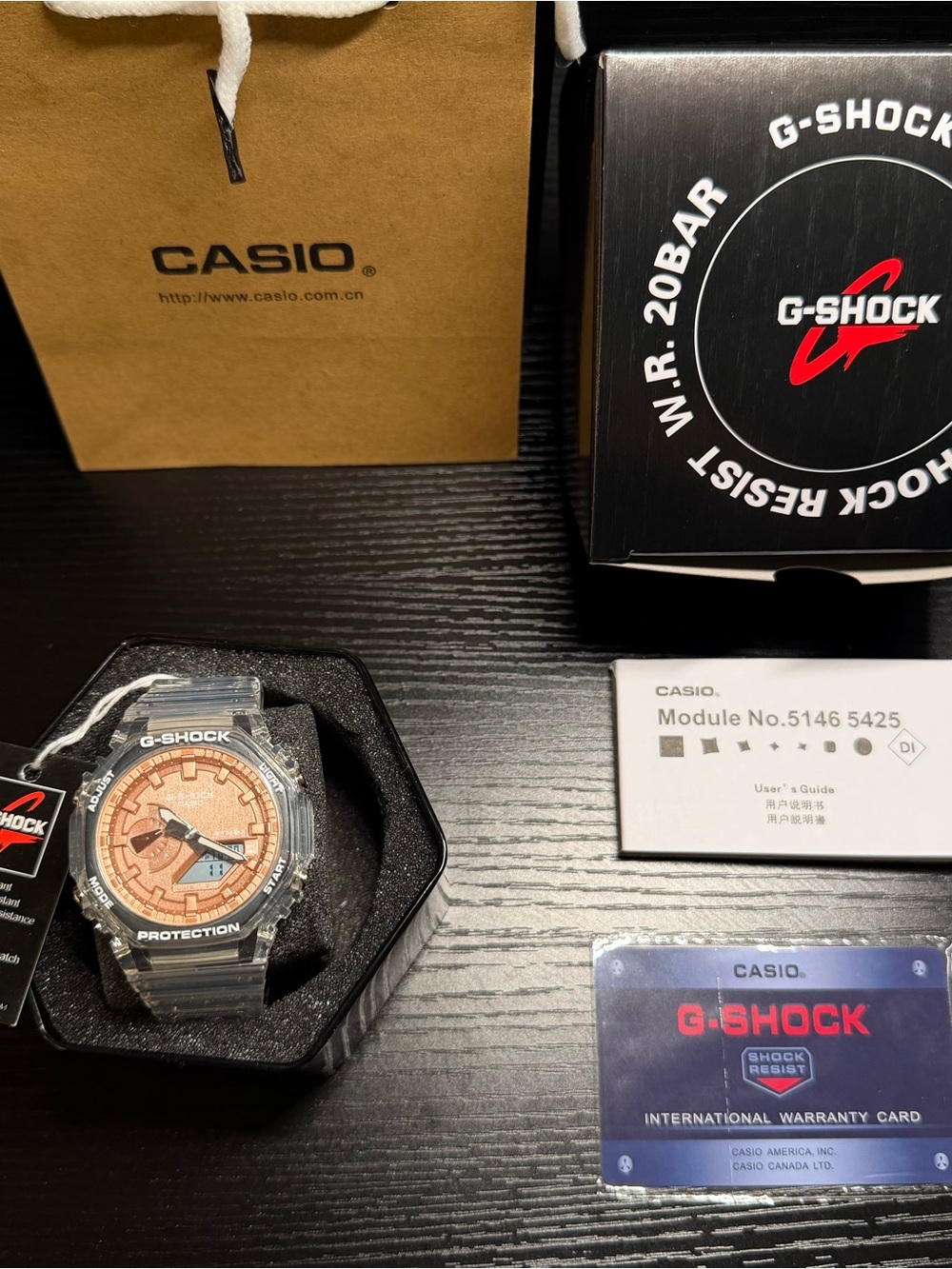 G-Shock Clear Transparent Watch with Rose Gold Dial